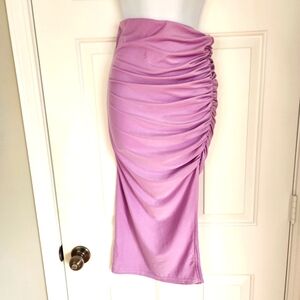 Lavender Rouched Pencilskirt Side Slit